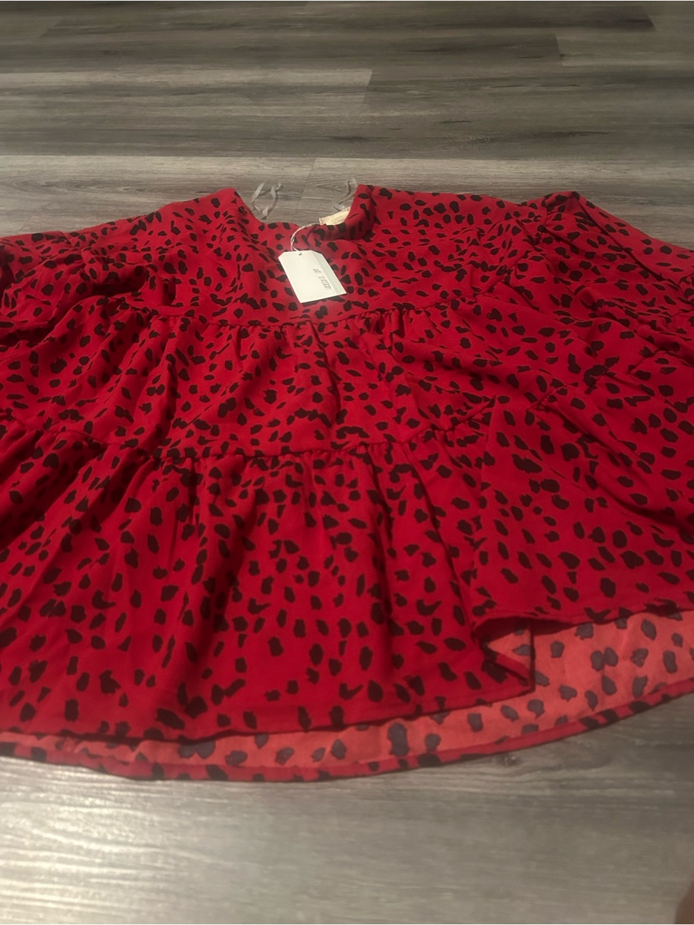Women’s Red Tiered Dot Print Dress